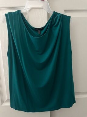 EILEEN FISHER Teal Green Draped Sleeveless Camisole
